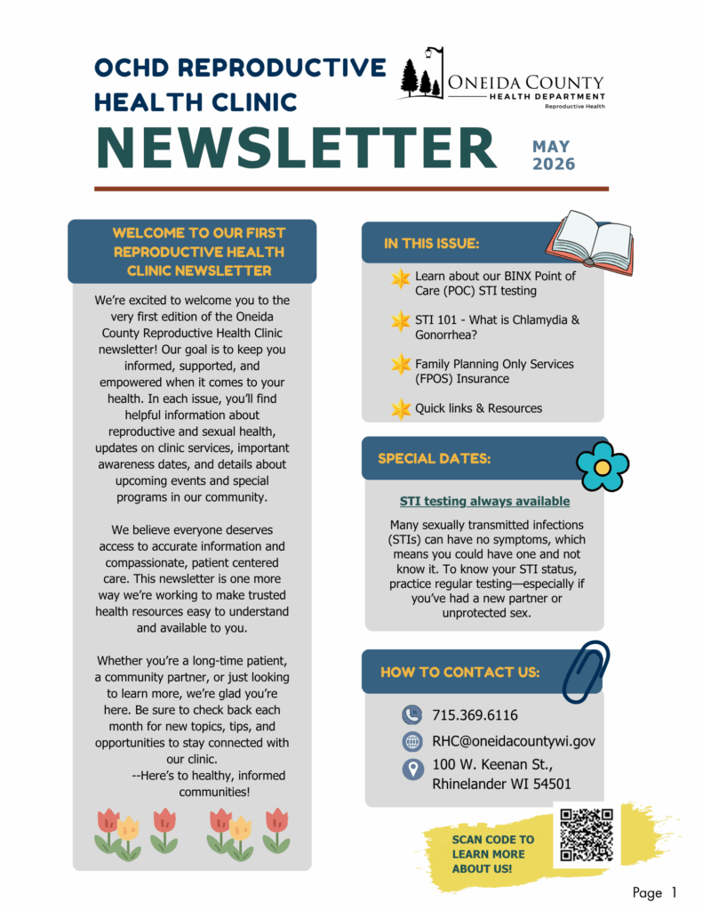 Picture of Oneida County Health Department Reproductive  Health Clinic Newsletter